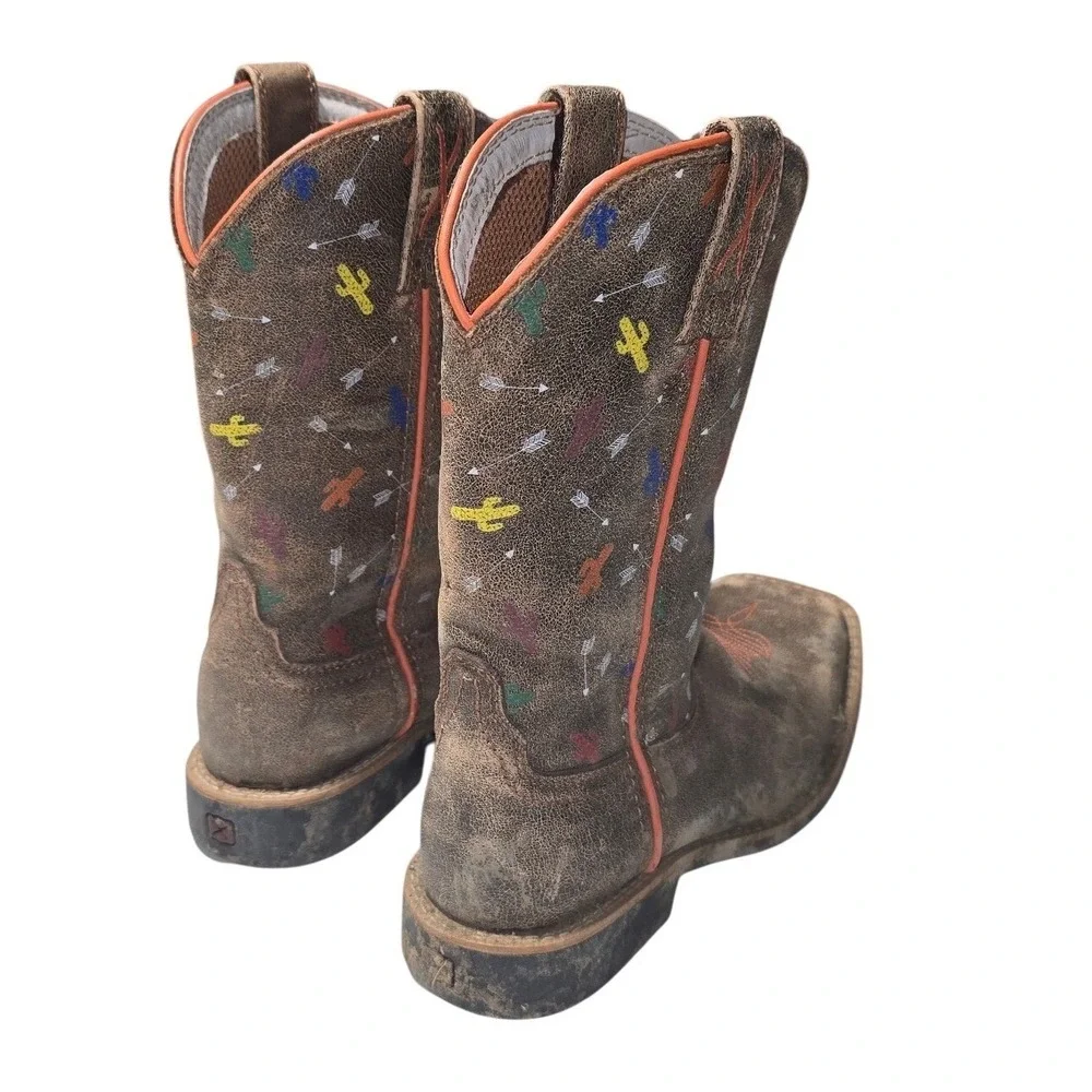 Twisted X Kids Brown Western Cowboy Boots Cactus Arrow Embroidery YCW0016 11 see
